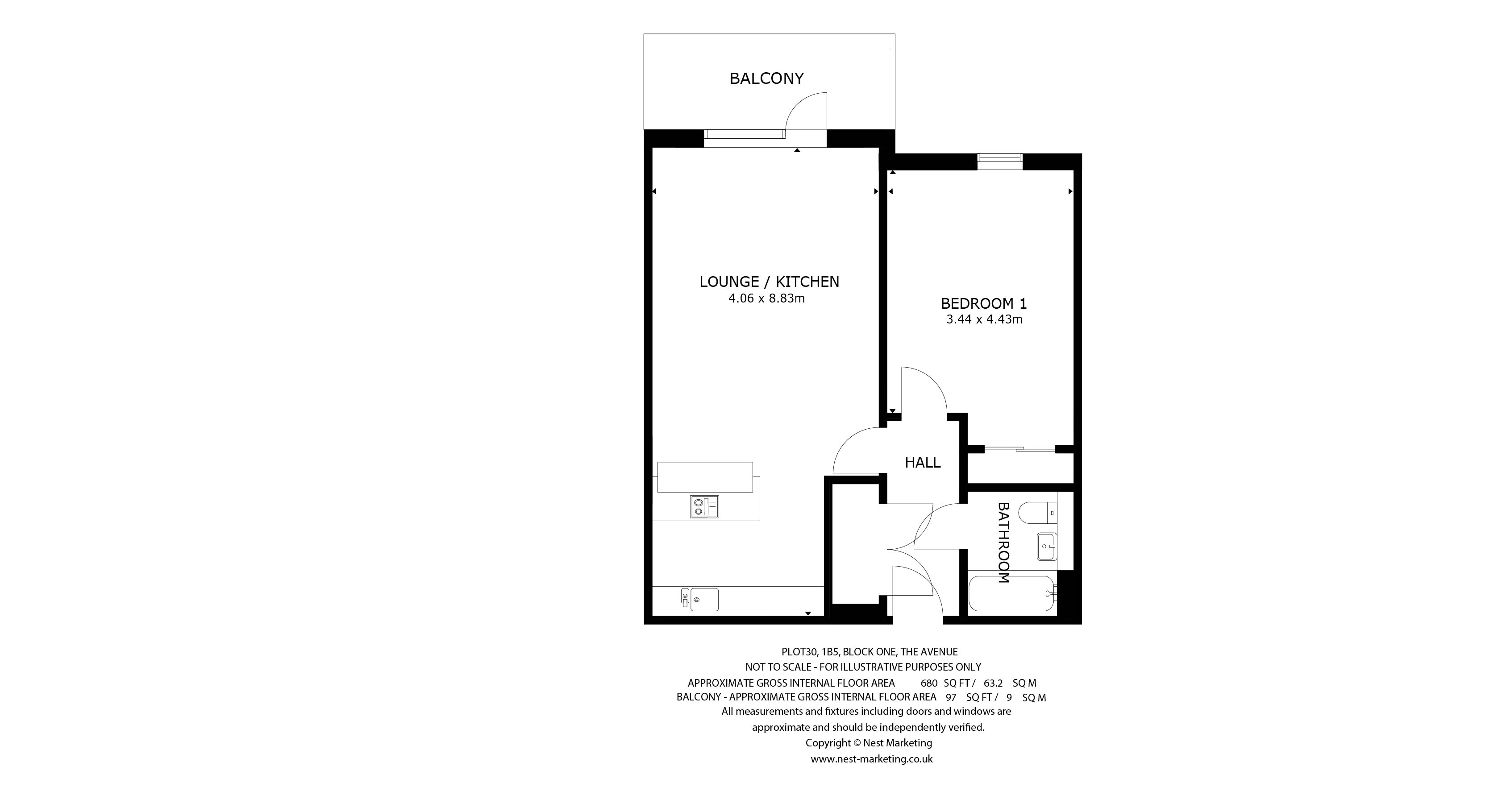 Apartment Type 1B5-31 Floorplan