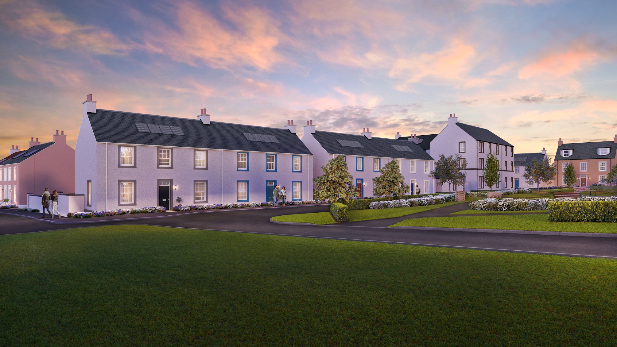 CGI street scene of Longniddry Village phase 2