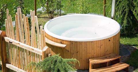 Hot tub in garden